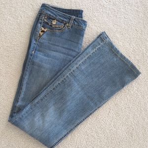 Cache medium wash boot cut jeans